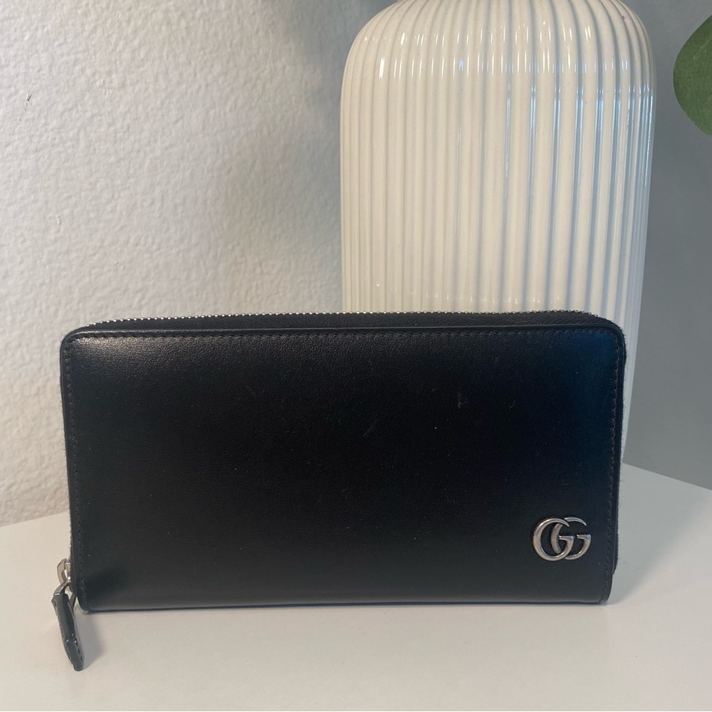 GUCCI Marmont Black Leather Zip Wallet Box & Dust Bag